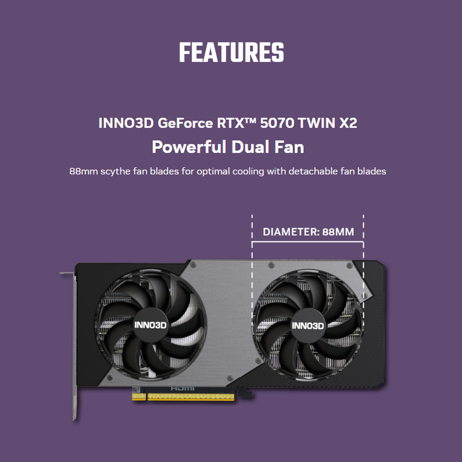 GPU INNO3D GEFORCE RTX 5070 TWIN X2 12GB 192BITS GDDR7 N50702-12D7